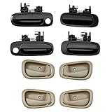 Door Handle Set, Compatible With 1998-2002 Toyota Corolla Chevy Prizm, Interior & Exterior Front & Rear Left Driver & Right Passenger Side, Pack of 8| Replaces# 6922002030 6920602050 77563 80424 77567