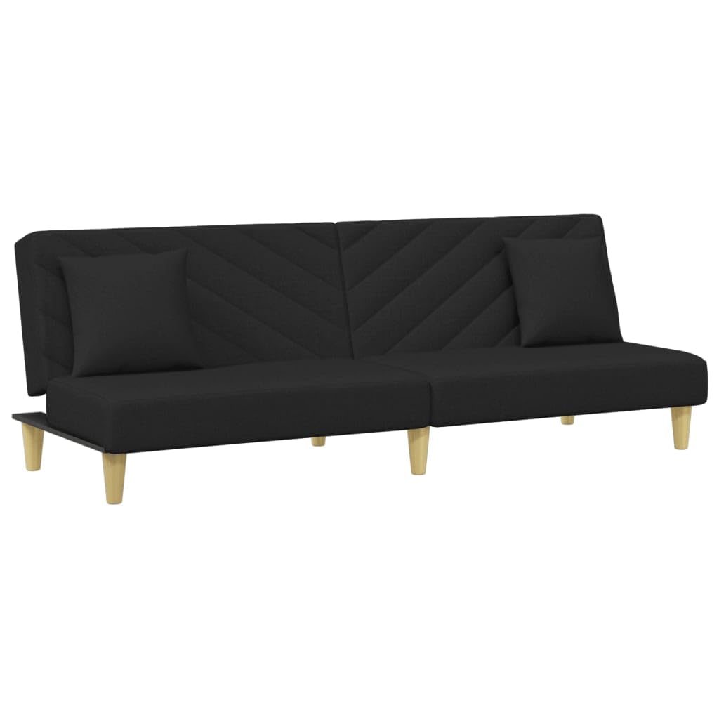 Gecheer Divano Letto 2 Posti con Cuscini e Poggiapiedi Nero in Tessuto,Divano a 2 Posti,Divano Imbottito,Divanetto Moderno,Divanetto,Divani da Soggiorno,Divano Angolare con Chaise Longue Penisola