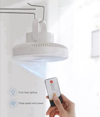 Miniatura 6 de ESSISH Ventilador de control remoto con lámpara LED Control remoto recargable USB Power Bank Ventilador de techo Ventilador de pared de 3 engranajes
