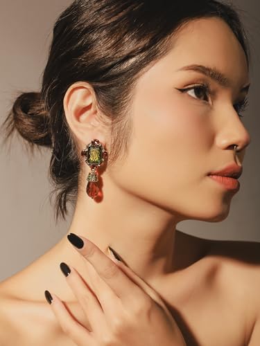 OJERRY Byzantine Baroque Medieval Victorian Statement Irregular Green Brown Pendant Dangle Earrings Costume Jewelry Accessories Outfit Romantic Cool Gifts for Her Women Dangling in Their 30s2