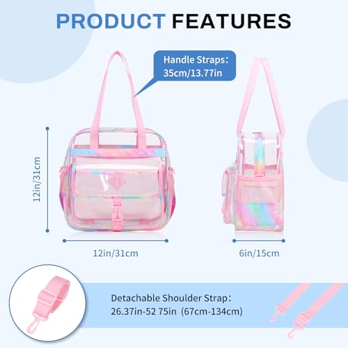 Image of MOONBABY Clear Bag for Stadium Events, Clear Transparent Tote Bag with Detachable Strap for Sports, Concert, Work,Travel