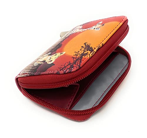 Shag Wear Babies of Africa Elephant Zebra Hippo Giraffe Cheetah Small Change Purse for Women and Teen Girls Vegan Faux Leather Red 4.25"4