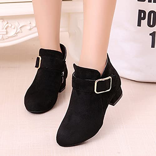 Girl Fashion Boots Kids Ankle Boots Low heel Suede Short Booties Winter Warm Snow Boots Anti-Slip Outdoor Shoes for Little Kids/Big Kids2