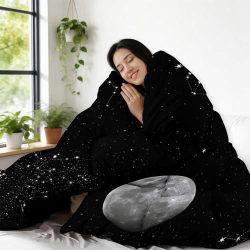 Edredón para cama 240x260 colcha ligera espacio luna estrellas 5