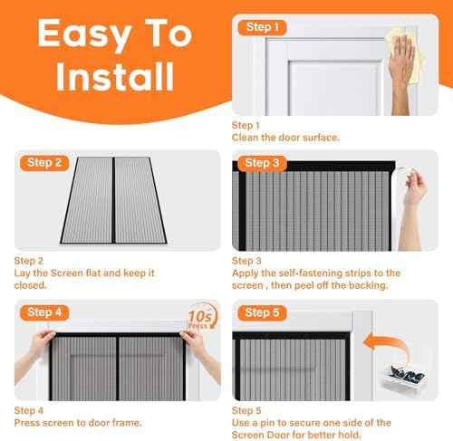 Magnetic Screen Door Mesh, Heavy-Duty Mesh Curtain, 38 x 83 in, Black - 4