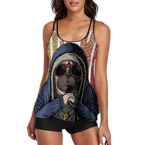 Maillot de bain tankini carlin deux pièces avec robe fluide et shorty