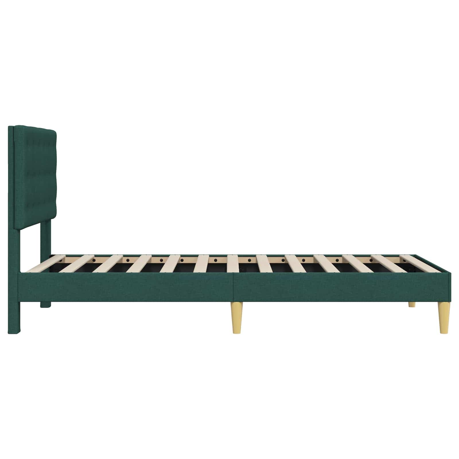 Rama de cama verde oscuro 90x190 cm tejido suave moderno minimalista con cabecero de contrachapado resistente a las manchas fácil de limpiar patas cónicas elegantes para dormitorio salón hogar