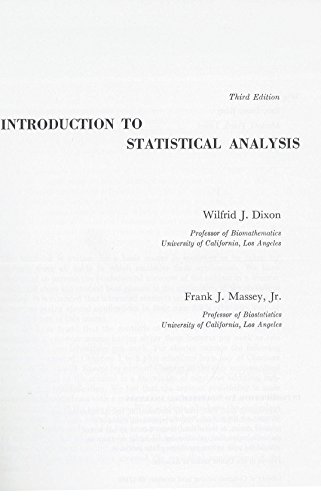 Introduction to Statistical Analysis 0070170703 Book Cover