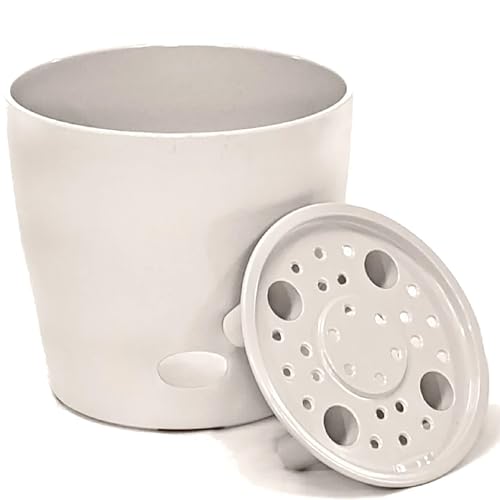 7 Inch Self-Watering Bamboo Planter (Cream) - Round -...