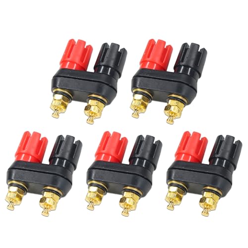 Image of Electronic Spices 4mm Dual Female Banana Jack Socket Binding Post Terminal Connector for Speaker, Amplifier & Audio Equipment (Pack of 5)