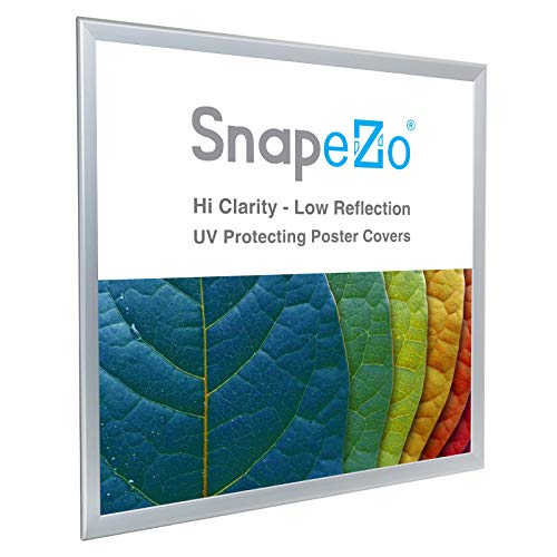 Snapezo Poster Frame 36X36, Silver, 1.25 Inch Aluminum Profile, Front-Loading Snap Frame, Wall Mounting, Professional Series #TOP2