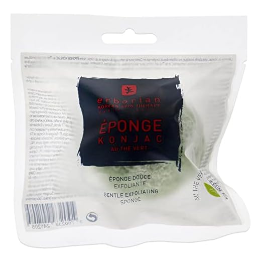 Erborian Green Tea Konjac Facial Sponge - Natural Great for Sensitive, Oily and Acne Prone Skin - Korean Beauty Bath Scrub for Deep Cleansing and Exfoliation - for All Skin Types - Korean Skincare