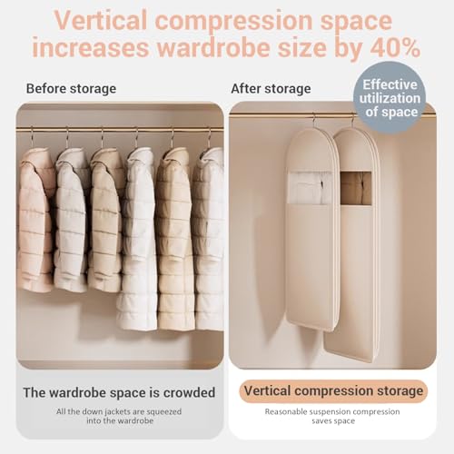 Garment Bags for Hanging Clothes with Clear Window, Self-Compressing Space Saving Hanging Clothes Organizer for Coats, Jackets, Suits, Closet Storage3
