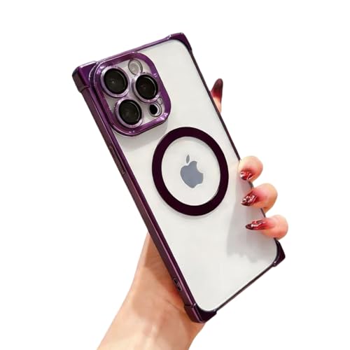 HJXFlying �K�p iPhone 17 �P�[�X ���� TPU [ MagSafe �Ή� ] �}�O�l�b�g�[�d ���킢�� �\�t�g �N���A �V���R�� ���p�����ی� �g�уJ�o�[ (Silicone Magnetic Case) - �p�[�v��