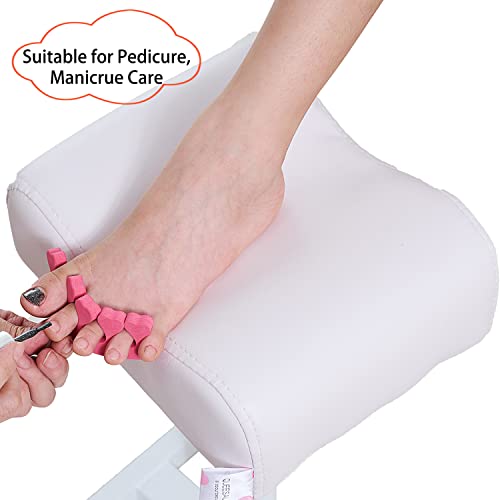 Image of Pedicure Stand Footrest Stand Adjustable Height Technician SPA Beauty Stand Stool with Non-Slip SPA Salon Home Equipment White