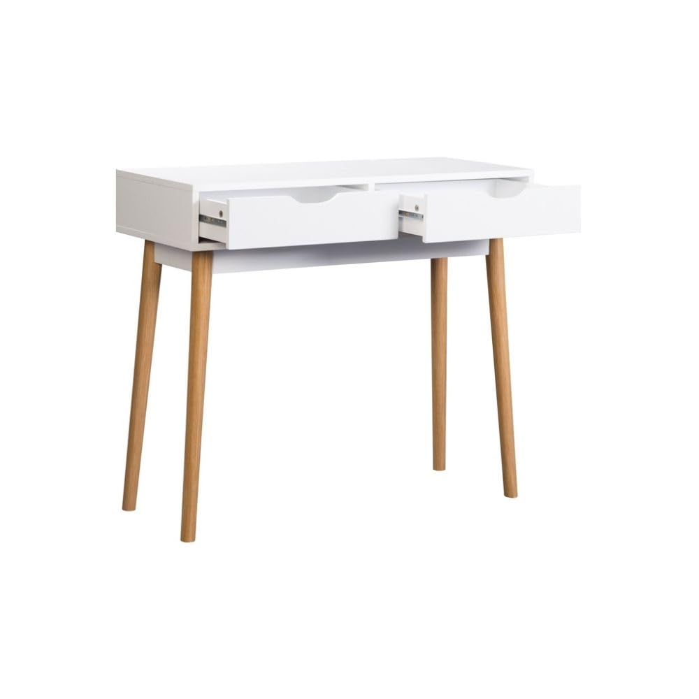 Mobelcenter, Mueble Recibidor Fiano Estilo nórdico, Mueble Entrada con 2 cajones, Acabado Blanco, Medidas: Ancho: 90 cm x Alto: 78 cm x Fondo: 35 cm (1469)