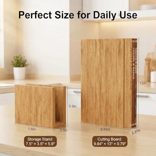 Juego de 3 tablas de cortar libro con soporte de madera miniatura 2