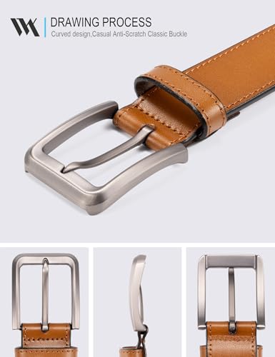 Image of WOLFANT Men's Dress Casual Every Day Leather Belt,100% Italian Full Grain Real Solid Leather P307