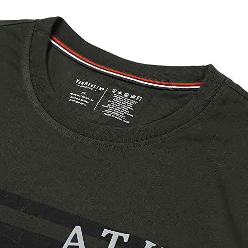 Image of Van Heusen Men Athleisure Regular Fit T-Shirt - Cotton Rich - Crew Neck, Long Sleeve, Printed