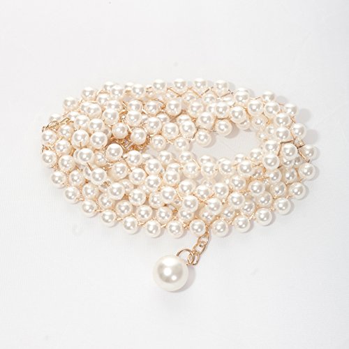 eVogues Plus Size Adjustable Pearl Chain Link Waist Belt4
