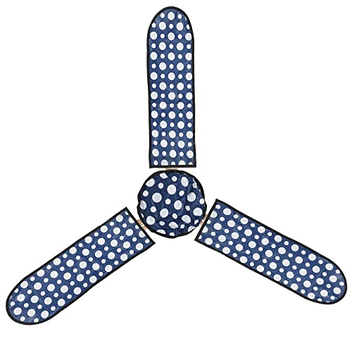 Image of Urbane Home PVC Dot Print Dust Proof Three Blade Ceiling Fan Cover (Blue)