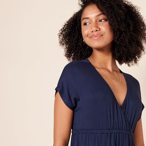 Image of Amazon Essentials Women's V Neck Short Sleeve Waisted Maxi Dress (Available in Plus Size)