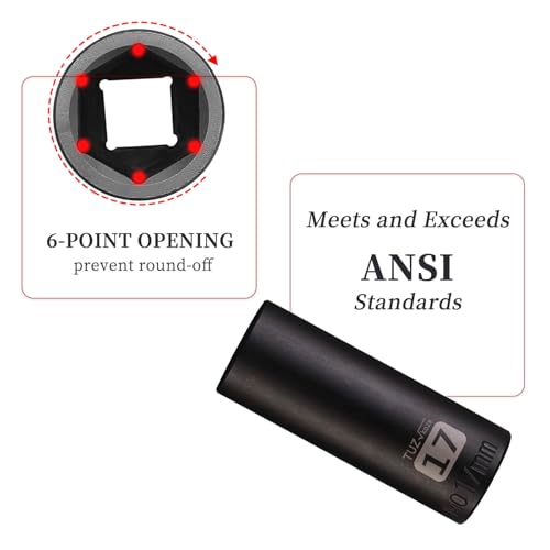 Image of 3 /8 inch Square Drive 17mm Metric Impact Socket,Hex Deep Socket Design,CR-MO Steel for Nut repair for Any Application