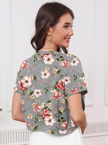 Image of Heymoments Women's Short Sleeve Bolero Shrugs Lightweight V-Neck Open Front Cropped Cardigan (S-2XL)