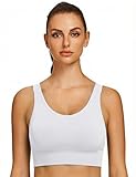 Leversic Brassiere Sport Femme Soutien-Gorge de Sport à Bretelles Larges et Réglables Maintien Moyen à Élevé Forte Stabilité pour Fitness Running Yoga Blanc L
