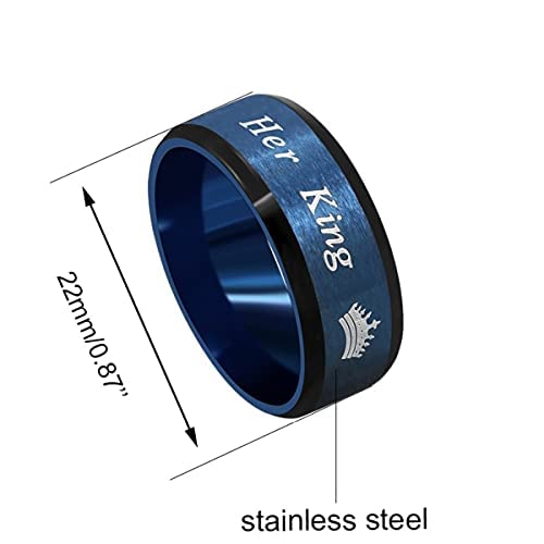 Image of Fashion 2-Tones Her King Ring, Black Blue, Matching Couples Wedding Band Engagement, Lovers Valentines Jewelry Gifts Y1314-2D (size 7)