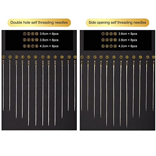 Redamancy Needles, Self-Threading Needles, 48 Pieces Self Threading Sewing Needles, 3 Sizes, Easy Threading Needles - Image 2