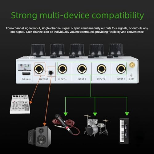 Mélangeur audio 4 canaux sortie stéréo connexion simultanée baladodiffusion home studio