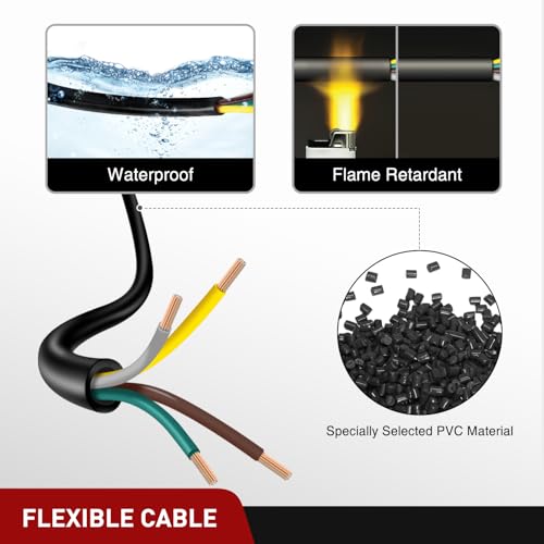Image of Nilight 30 Feet 4 Way Trailer Wire Extension Cable 14 Gauge 4 Conductor 100% Pure Copper Insulated Heavy Duty Weatherproof for 4 Pin Blade RV Automotive