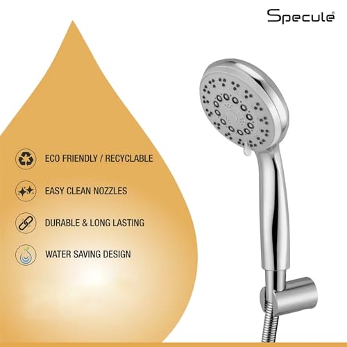 Image of ABS 5-Mode Multi-Function Hand Shower Only for Bathroom | Mist, Massage, Focus & Rain Spray Options | High-Pressure Handheld Shower | Polished Chrome Finish