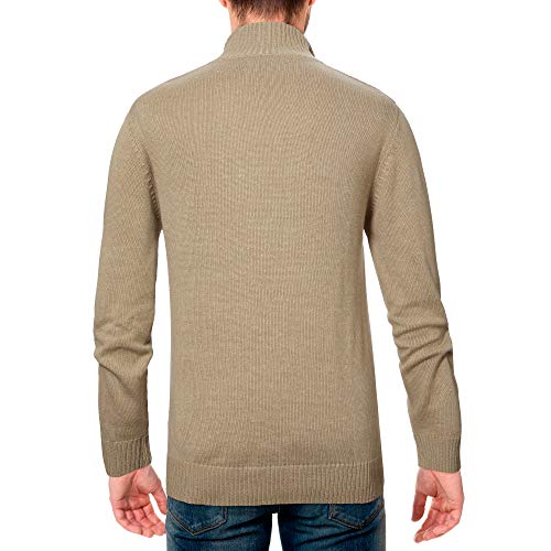 U.S. POLO ASSN. Mens Solid Texture Chest Stripe 1/4 Zip Pullover Sweater2