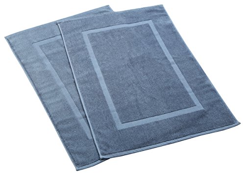 Hillfair 900 Gsm-Hotel-Spa Tub-Shower Bath Mat Floor Mat - (2 Pack, Blue, 21 Inch By 34 Inch) - 100% Ringspun Cotton Bath Mat/Bath Rugs,Machine Washable Cotton Bath Mats - Terry Bath Mats/Rugs #TOP5