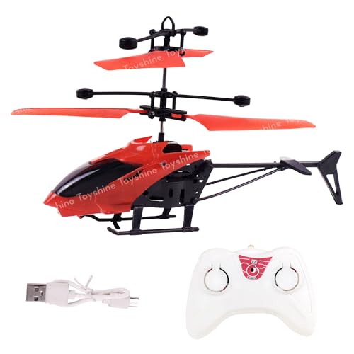 Image of Toyshine Remote Control 2 Channel Helicopter with inbuilt Hand Sensor Along with USB Charging Tornado Infrared Induction 3D Lights Toy for Kids 8+ Years, Red