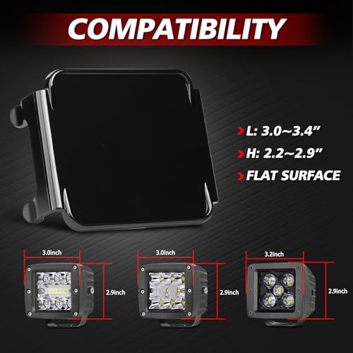 Image of Black LED Light Snap-On Covers for 3 Inch LED Pods, Street Legal Polycarbonate Covers for 3in Fog Drving Dtich Spot Flood Combo Cube Lights