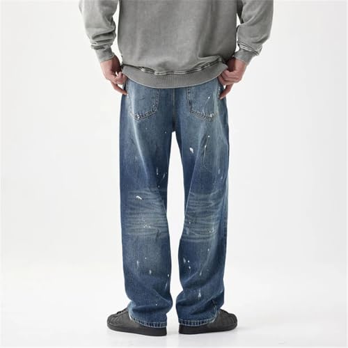 Men's Retro American High Street Jeans Ink Loose Casual Straight Pants3