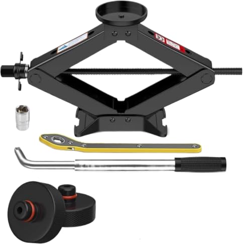 Gato de Tijera de 3 toneladas con Llave de Tuercas y Kit de Cambio de neumáticos, Rango de elevación de 4,1-18,3 Pulgadas, Compatible con vehículos eléctricos