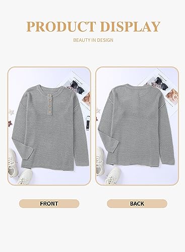 Image of Eytino Womens Plus Size Sweaters Casual Long Sleeve Loose V Neck Button Henley Tops Pullover Knit Jumpers,(1X-5X)