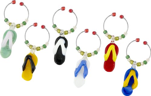 LS Arts Flip Flop Wine Glass Charms, 6-Piece