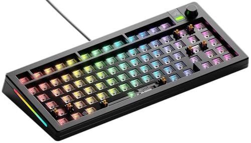 GLORIOUS Gaming GMMK 3 Barebones : kit clavier gaming personnalisé, clavier 75% mécanique, joints modulaires, MX 5 broches (hot swap), mousse insonorisante, plaque de commutation alu, ANSI - Noir