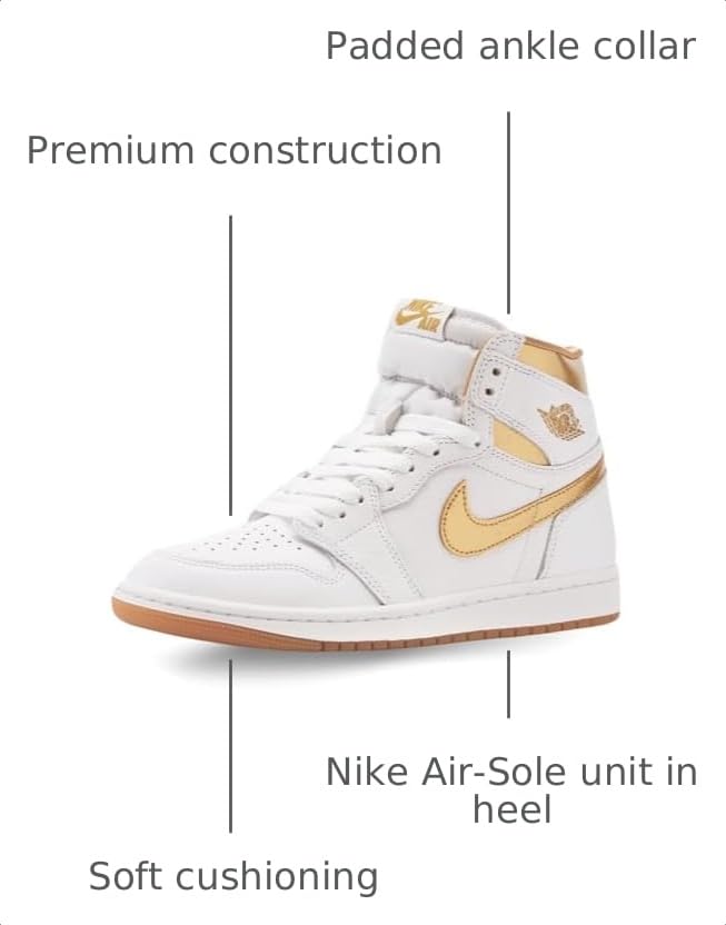 Image of Nike Jordan Women's 1 Retro High OG White /Metallic Gold (FD2956 107) - Size: 8
