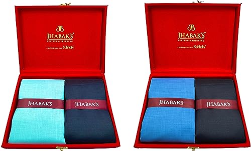 Image of JHABAK'S Unstitched Premium Cotton Blend Solid Shirt & Trouser Fabric - 2.25m Shirt Cloth - 1.30m Pant Piece (Pack of 2)