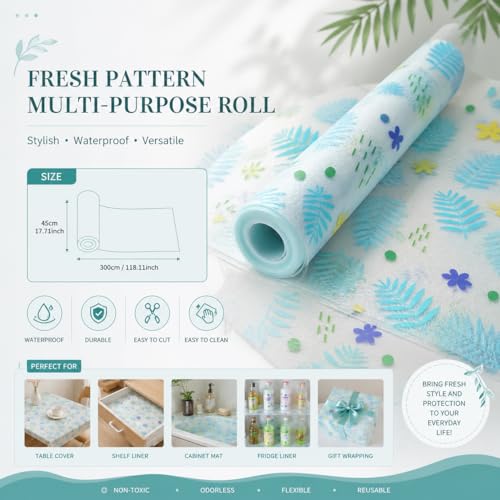 Image of Anti-Slip Kitchen Cabinet Drawer Shelf Mat Liner Sheets Waterproof Strong Table Mat EVA for Bathroom, Fridge Mat Textured Multipurpose Use (45 cm x 300 cm) (Yellow Flower)
