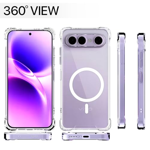 Image of Amazon Basics Back Cover for Vivo X300 FE 5G Mag-Safe Shockproof PC + TPU Protective Case Magnetic Support Bumper Case (Transparent Mag-Safe)
