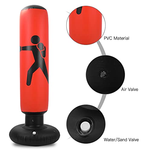 yeacher Saco de pancadas fitness saco de pancadas inflável suporte saco de boxe brinquedo pvc interi