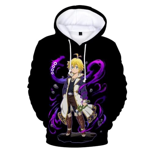 CHLOBLOM Meliodas Cosplay Costume Anime Hoodie Hooded Pullover Sweatshirt (Large Purple)