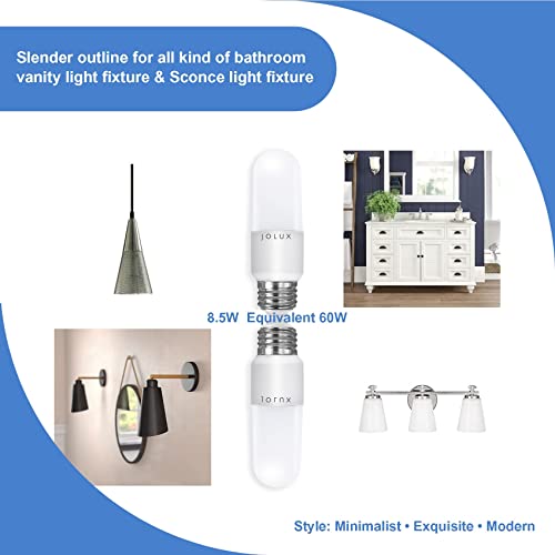 Jolux Led Stick Lights, 60 Watt Equivalent, 800 Lumen,2700K Soft White,E26 Bulb,Non-Dimmable, 12-Pack #TOP5